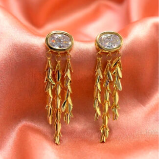 Crystal Leaf Drop Earrings